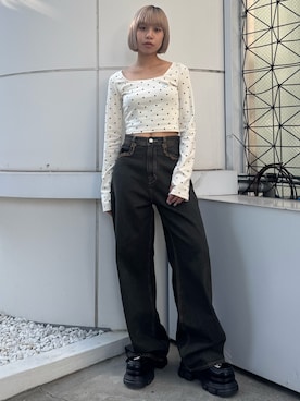 「EMODA（エモダ）のアイテム（ローファー）」を使った、小宮山真代さん（レディース・156cm）の夏コーディネート