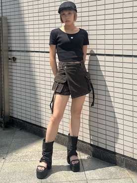 「EMODA」｜小宮山真代さん（レディース・156cm）の夏コーディネート