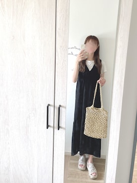 「アイテム（かごバッグ）」を使った、chunchun179さん（レディース・159cm）の夏コーディネート