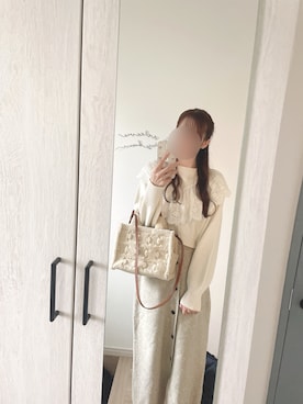 「アイテム（バッグ、ホワイト系）」を使った、chunchun179さん（レディース・159cm）の冬コーディネート