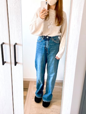 「刺繍」｜「アイテム（モカシン/デッキシューズ）」を使った、chunchun179さん（レディース・159cm）の秋コーディネート