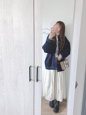 「DISCOAT（ディスコート）のアイテム（デニムジャケット）」を使った、chunchun179さん（レディース・159cm）の春コーディネート