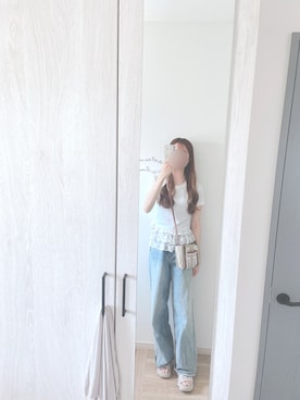 「ハイウエスト」｜「アイテム（Tシャツ/カットソー）」を使った、chunchun179さん（レディース・159cm）の夏コーディネート