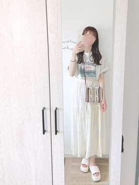 「Chloe（クロエ）のアイテム（ショルダーバッグ）」を使った、chunchun179さん（レディース・159cm）の夏コーディネート