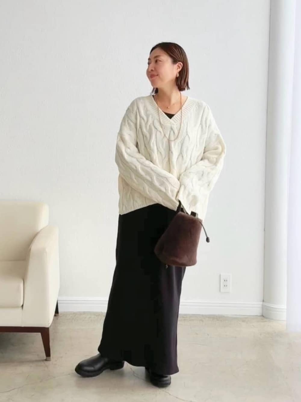 リブドロワ RIVEDROITE ニットワンピース ロング 黒 38 サイズ RIVE