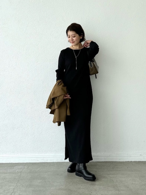 RIVE DROITE 2WAYロングリブワンピースサイズ40 ブラック