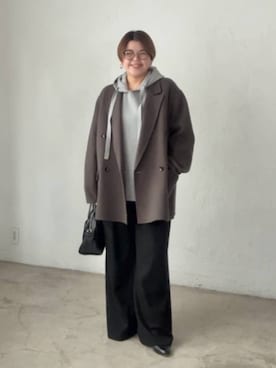 「RIVE DROITE（リヴドロワ）の【ロングシーズン活躍】スエットライクフーディニット（ニット/セーター）」を使った、RIVE DROITE officialさん（レディース・161cm）の秋コーディネート