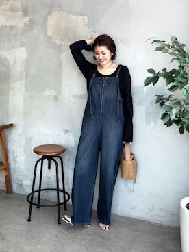 「RIVE DROITE（リヴドロワ）のアイテム（サロペット/オーバーオール）」を使った、RIVE DROITE officialさん（骨格ウェーブ・レディース・165cm）の夏コーディネート