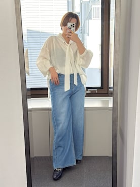 「RIVE DROITE（リヴドロワ）のレザービットローファー（ローファー）」を使った、RIVE DROITE officialさん（レディース・161cm）の秋コーディネート