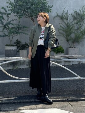 「RIVE DROITE（リヴドロワ）のアイテム（MA-1）」を使った、RIVE DROITE officialさん（骨格ストレート・レディース・165cm）の秋コーディネート