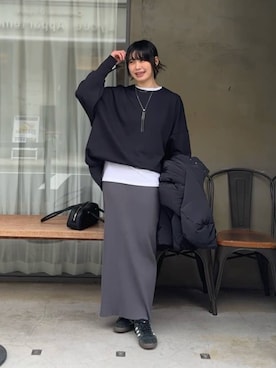 「RIVE DROITE（リヴドロワ）の【1枚でも様になる】シアーベロアロンT（Tシャツ/カットソー）」を使った、RIVE DROITE officialさん（レディース・163cm）の冬コーディネート