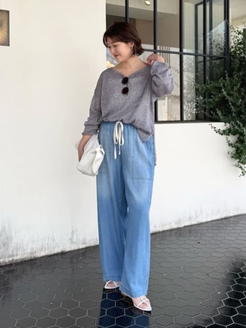 パーティを彩るご馳走や メランジルーズニット（サックスブルー） トップス
