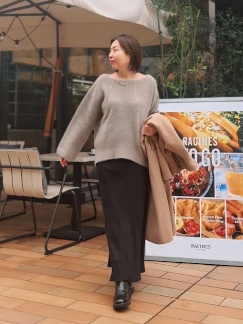 RIVE DROITE リブドロワ】ヘアリーヤーンボートネックニット