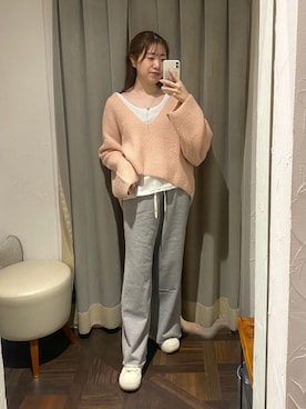 「RIVE DROITE（リヴドロワ）のアイテム（スウェットパンツ）」を使った、RIVE DROITE officialさん（骨格ストレート・レディース・161cm）の冬コーディネート