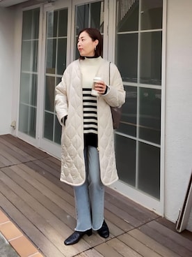 「アイテム（ダウンジャケット/コート）」を使った、RIVE DROITE officialさん（レディース・160cm）の冬コーディネート