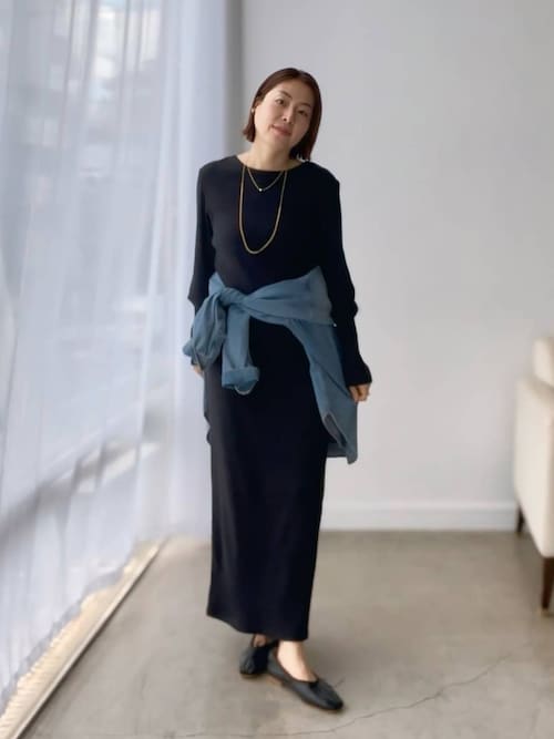 リヴドロワ 2WAYロングリブワンピース♡大人気 黒