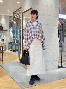 リヴドロワ ウォッシュドチェックワイドシャツ ブラック 今季トレンド/着痩せ/体型カバー/ゆったりサイズ】ウォッシュド