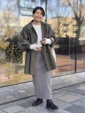「スカートコーデ」｜「アイテム（トレンチコート）」を使った、RIVE DROITE officialさん（レディース・161cm）の冬コーディネート