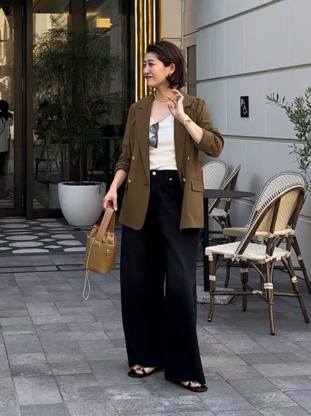 RIVE DROITE ストレッチツイルテーラードジャケット ブラウン