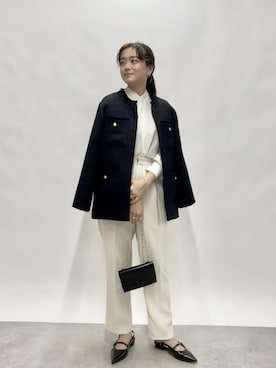 「ファッションを楽しもう」｜「アイテム（ノーカラージャケット）」を使った、RIVE DROITE officialさん（レディース・159cm）の冬コーディネート
