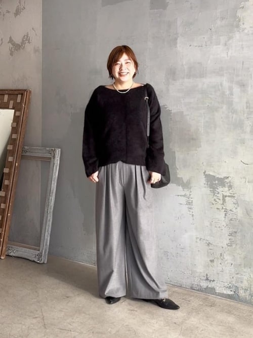 【RIVE DROITE リブドロワ】ヘアリーヤーンボートネックニット 【新品】 女性らしいシルエット】ヘアリーヤーンボートネックニット
