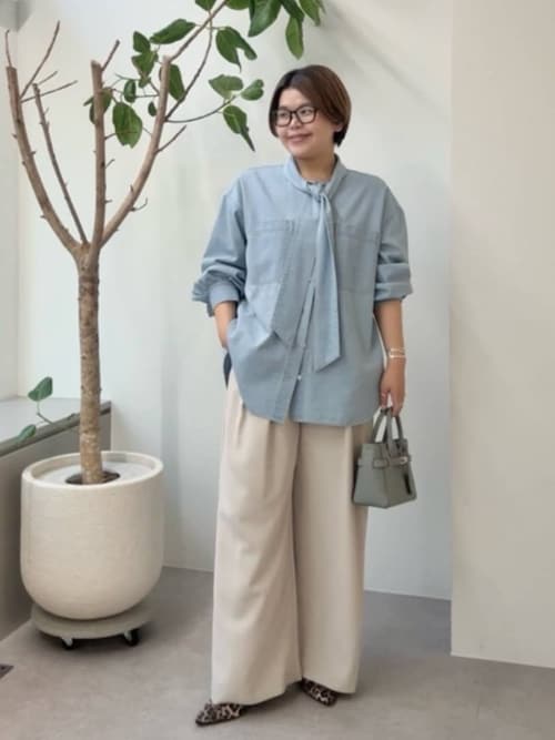 予約【新色追加/抜け感】デニムボウタイシャツ（シャツ/ブラウス