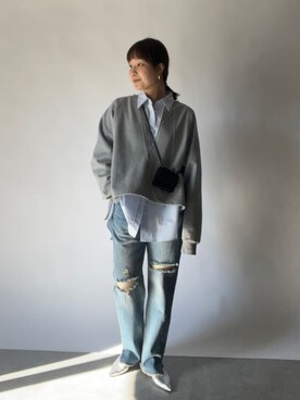 「RIVE DROITE（リヴドロワ）のキーネックオーバースウェット」を使った、RIVE DROITE officialさんのコーディネート