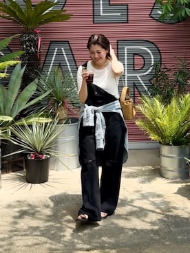 「RIVE DROITE（リヴドロワ）のアイテム（サロペット/オーバーオール）」を使った、RIVE DROITE officialさん（骨格ウェーブ・レディース・165cm）の夏コーディネート