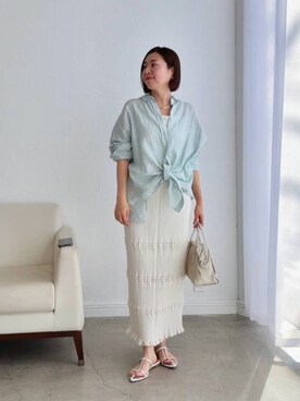 「ミントグリーン」｜「アイテム（ボストンバッグ）」を使った、RIVE DROITE officialさん（レディース・160cm）の冬コーディネート