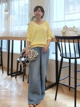 「Vネックニット」｜RIVE DROITE officialさん（レディース・155cm）の春コーディネート