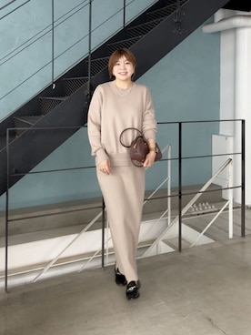 「RIVE DROITE（リヴドロワ）の予約【セットアップ対応】コットンストレッチニットスカート」を使った、RIVE DROITE officialさんのコーディネート