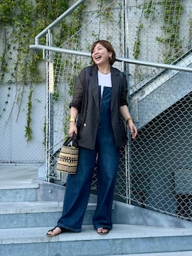 「RIVE DROITE（リヴドロワ）のアイテム（サロペット/オーバーオール）」を使った、RIVE DROITE officialさん（骨格ストレート・レディース・165cm）の夏コーディネート