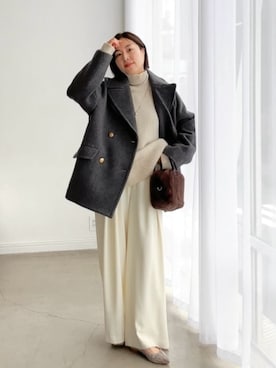 「アイテム（ピーコート）」を使った、RIVE DROITE officialさん（レディース・161cm）の秋コーディネート