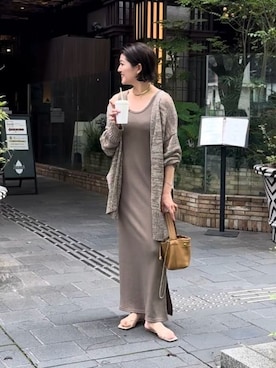 ブラウン ノースリーブ ワンピース 大人に着こなす”ブラウン