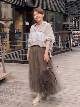 「ラガーシャツ」｜RIVE DROITE officialさん（レディース・161cm）の夏コーディネート