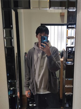 「アイテム（カーディガン/ボレロ、ブラウン系）」を使った、Masaさん（メンズ・175cm）の秋コーディネート