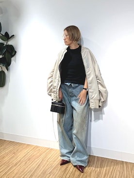 「アイテム（MA-1）」を使った、akko325さん（レディース・156cm）の夏コーディネート