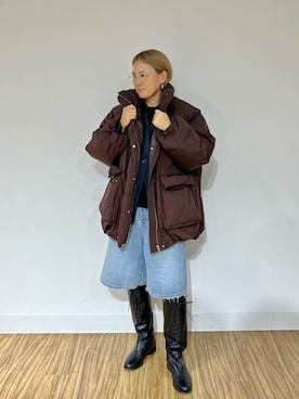 「アイテム（ダウンジャケット/コート）」を使った、akko325さん（レディース・156cm）の秋コーディネート