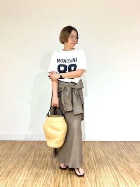 「Whim Gazette（ウィムガゼット）のアイテム（サンダル）」を使った、akko325さん（レディース・156cm）の夏コーディネート