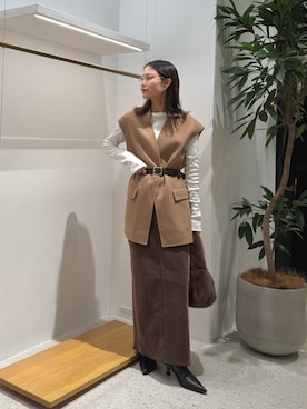 「アイテム（デニムスカート）」を使った、nagisaさん（レディース・162cm）の秋コーディネート