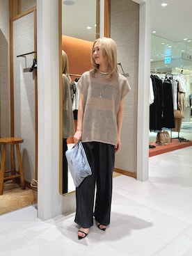 「Whim Gazette（ウィムガゼット）の＜インフルエンサーコラボカラーあり＞【Hoaw.】ストラップサンダル（サンダル、ブラック系）」を使った、nagisaさん（レディース・163cm）の夏コーディネート