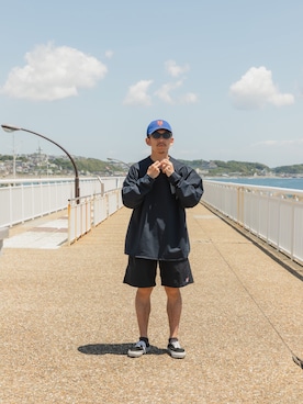 「URBAN RESEARCH（アーバンリサーチ）のWide Dad　BREEZY TECH LONG-SLEEVE T-SHIRTS（Tシャツ/カットソー、ブラック系）」を使った、イケコイケさん（メンズ・165cm）の夏コーディネート