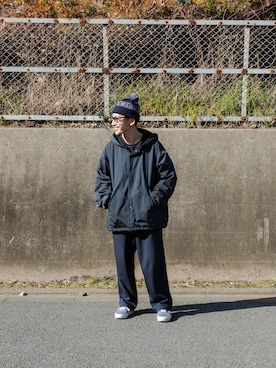 「アイテム（パーカー）」を使った、イケコイケさん（メンズ・165cm・30代）の冬コーディネート