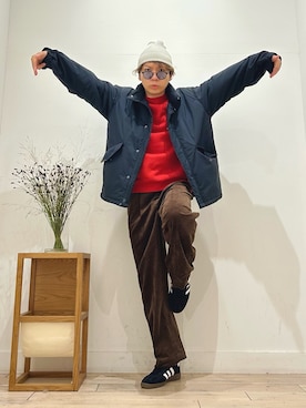 「アイテム（ニットキャップ/ビーニー）」を使った、パック4さん（メンズ・170cm）の秋コーディネート