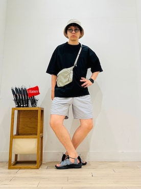 「アイテム（ハット）」を使った、パックマンIIIさん（メンズ・170cm）の夏コーディネート