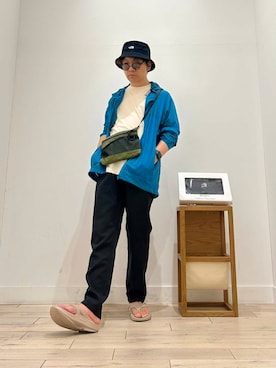 「EKAL（エカル）の『撥水』アクティブライトシェルジャケット（その他アウター）」を使った、君と洋服を繋ぐ者パックマンさん（メンズ・170cm）の夏コーディネート