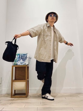 「OUTDOOR EXCHANGE（アウトドアエクスチェンジ）のアイテム」を使った、パックマン《そして伝説へ》さん（メンズ・170cm）の夏コーディネート