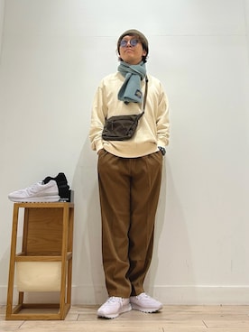 「アイテム（マフラー、グリーン系）」を使った、パック4さん（メンズ・170cm）の秋コーディネート