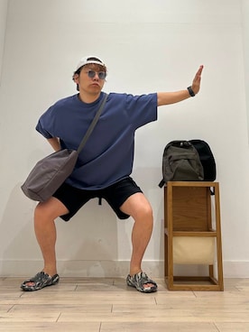 「MERRELL（メレル）のアイテム」を使った、パックマンIIIさん（メンズ・170cm）の夏コーディネート