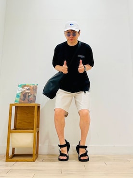 「アイテム（帽子、ホワイト系）」を使った、パックマンIIIさん（メンズ・170cm）の夏コーディネート